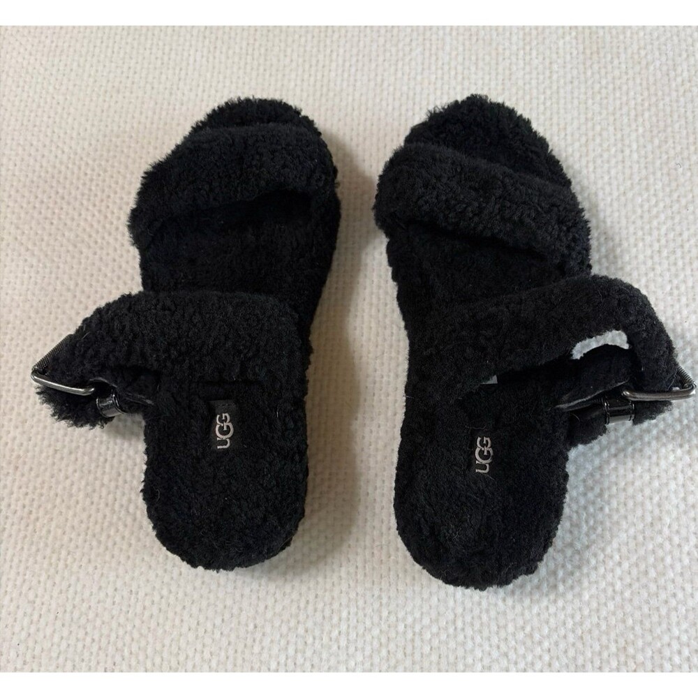 UGG Fuzz Yeah Platform Slide Sandals - Black - Women's US 9